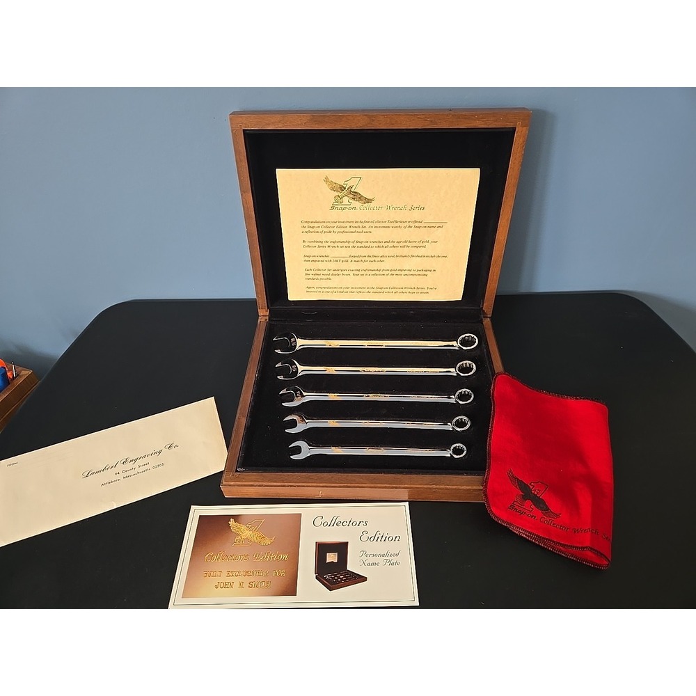 Snap-On Collectors Wrench Series 5pc SAE (7/16"-11/16") 24KT Gold Engraved